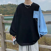 Hearujoy Japanese Splicing Hooded Sweatshirt for Men with a Niche Design Sense Contrasting Color Top Oversized Trendy Brand Jacket